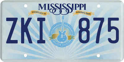MS license plate ZKI875