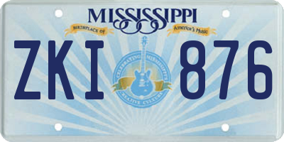MS license plate ZKI876
