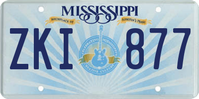 MS license plate ZKI877