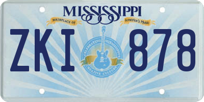 MS license plate ZKI878