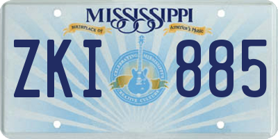 MS license plate ZKI885