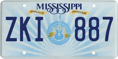 MS license plate ZKI887