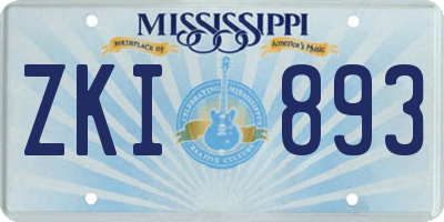 MS license plate ZKI893