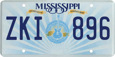 MS license plate ZKI896