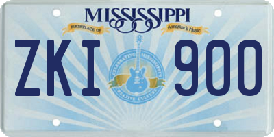 MS license plate ZKI900