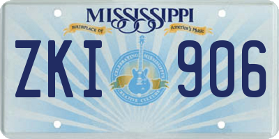 MS license plate ZKI906