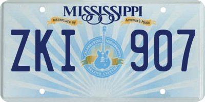 MS license plate ZKI907