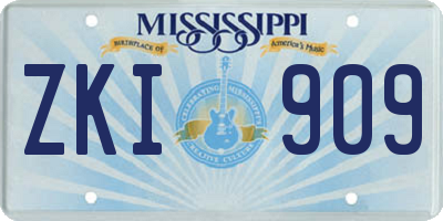 MS license plate ZKI909