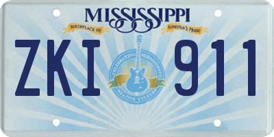 MS license plate ZKI911