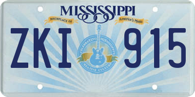 MS license plate ZKI915