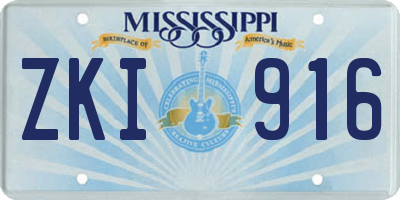 MS license plate ZKI916