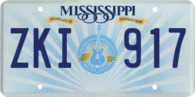 MS license plate ZKI917