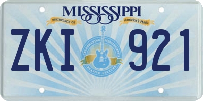 MS license plate ZKI921