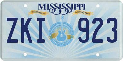 MS license plate ZKI923