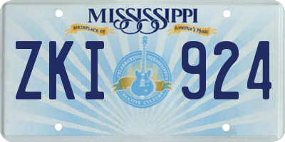 MS license plate ZKI924
