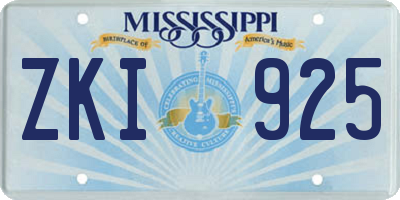 MS license plate ZKI925