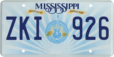 MS license plate ZKI926