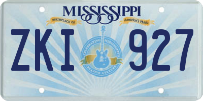 MS license plate ZKI927