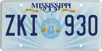 MS license plate ZKI930