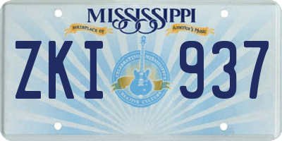 MS license plate ZKI937