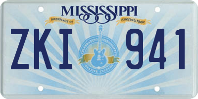 MS license plate ZKI941