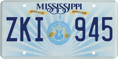 MS license plate ZKI945