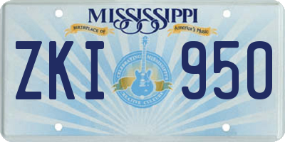 MS license plate ZKI950