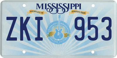 MS license plate ZKI953
