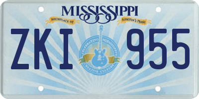 MS license plate ZKI955