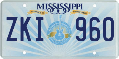MS license plate ZKI960