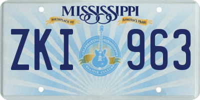 MS license plate ZKI963