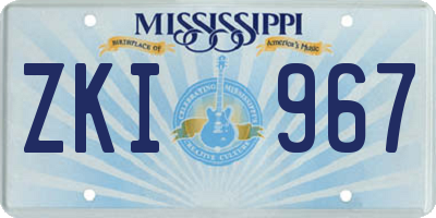 MS license plate ZKI967