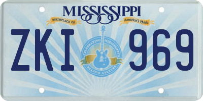 MS license plate ZKI969