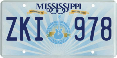 MS license plate ZKI978