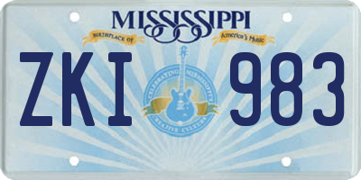 MS license plate ZKI983