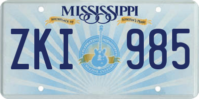 MS license plate ZKI985