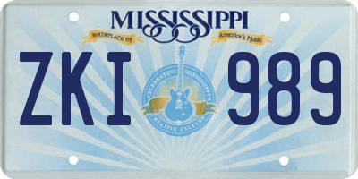 MS license plate ZKI989