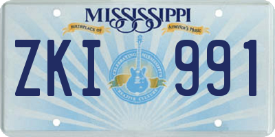 MS license plate ZKI991