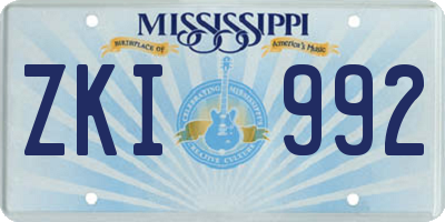 MS license plate ZKI992