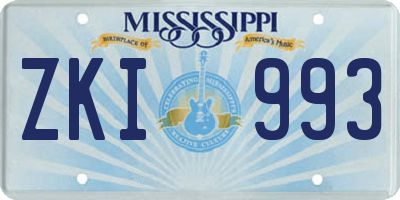 MS license plate ZKI993