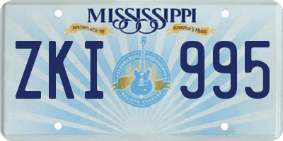 MS license plate ZKI995