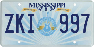 MS license plate ZKI997
