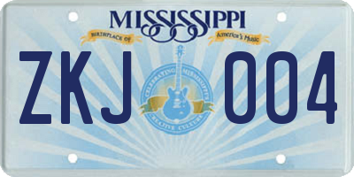 MS license plate ZKJ004
