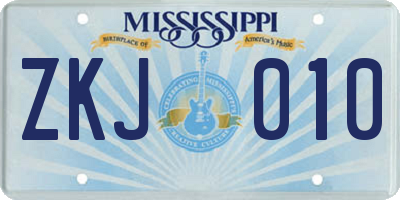 MS license plate ZKJ010