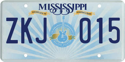 MS license plate ZKJ015