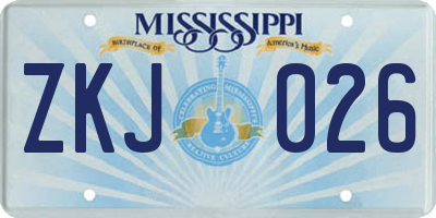 MS license plate ZKJ026