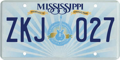 MS license plate ZKJ027
