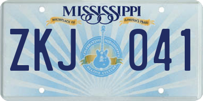 MS license plate ZKJ041