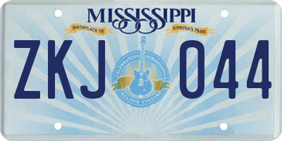 MS license plate ZKJ044