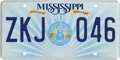MS license plate ZKJ046